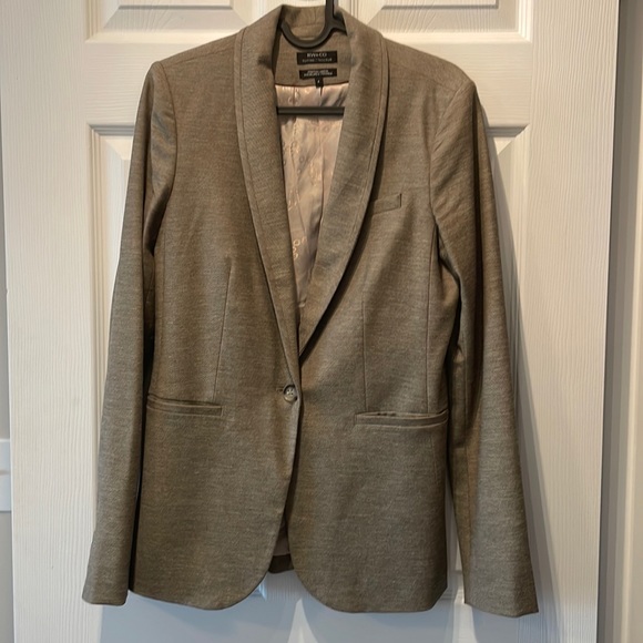 See next listing for matching pant. Taupe jacket w gorgeous gold brocade liner - Picture 1 of 6